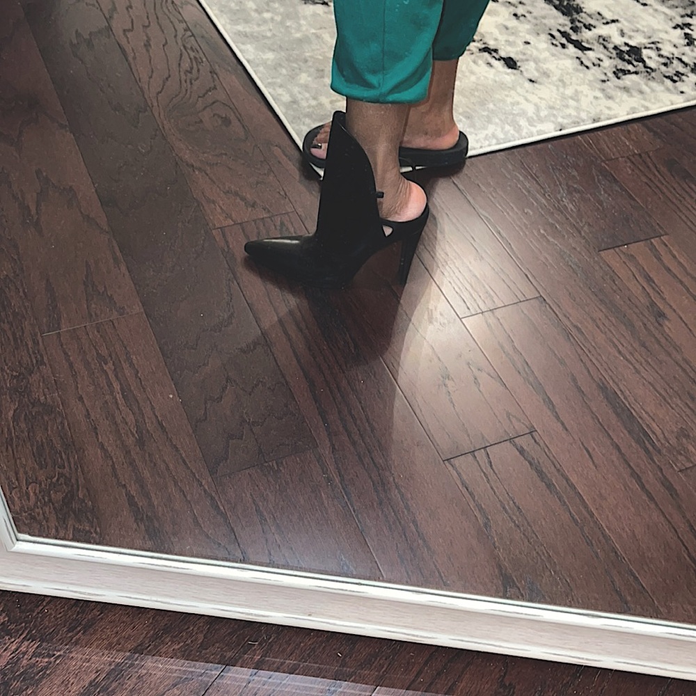 Alexander Wang Black Pointed-Toe Cutout Mule Booties